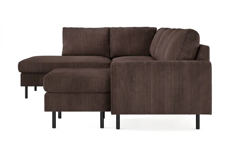 Peppe 4-seters Venstrevendt U-formet Sofa med Divan og Sjeselong i Manchester - Mørk brun - Møbler - Sofaer - U-sofa
