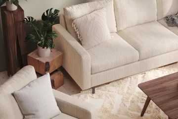 Peppe Sofagruppe 3-seters Sofa + Lenestol + Fotskammel i Manchester - Beige - Møbler - Sofaer - Sofagrupper