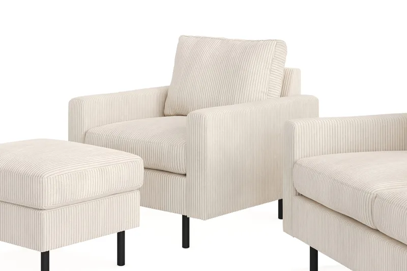 Peppe Sofagruppe 3-seters Sofa + Lenestol + Fotskammel i Manchester - Beige - Møbler - Sofaer - Sofagrupper