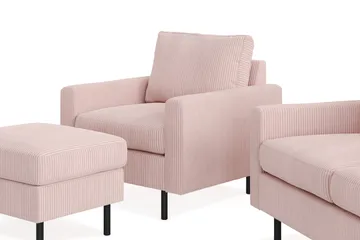 Peppe Sofagruppe 3-seters Sofa + Lenestol + Fotskammel i Manchester - Rosa - Møbler - Sofaer - Sofagrupper