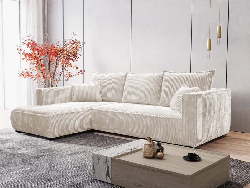 Puente 4-seters sofa med divan - beige - Møbler - Sofaer - Hjørnesofa