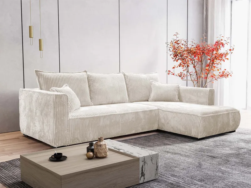 Puente 4-seters sofa med divan - beige - Møbler - Sofaer - Hjørnesofa
