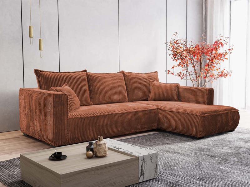 Puente 4-seters sofa med divan - brun - Møbler - Sofaer - Hjørnesofa