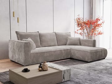 Puente 4-seters sofa med divan - grå - Møbler - Sofaer - Sofa med sjeselong