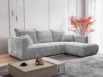 Puente 4-seters sofa med divan - lysegrå - Møbler - Sofaer - Sofa med sjeselong