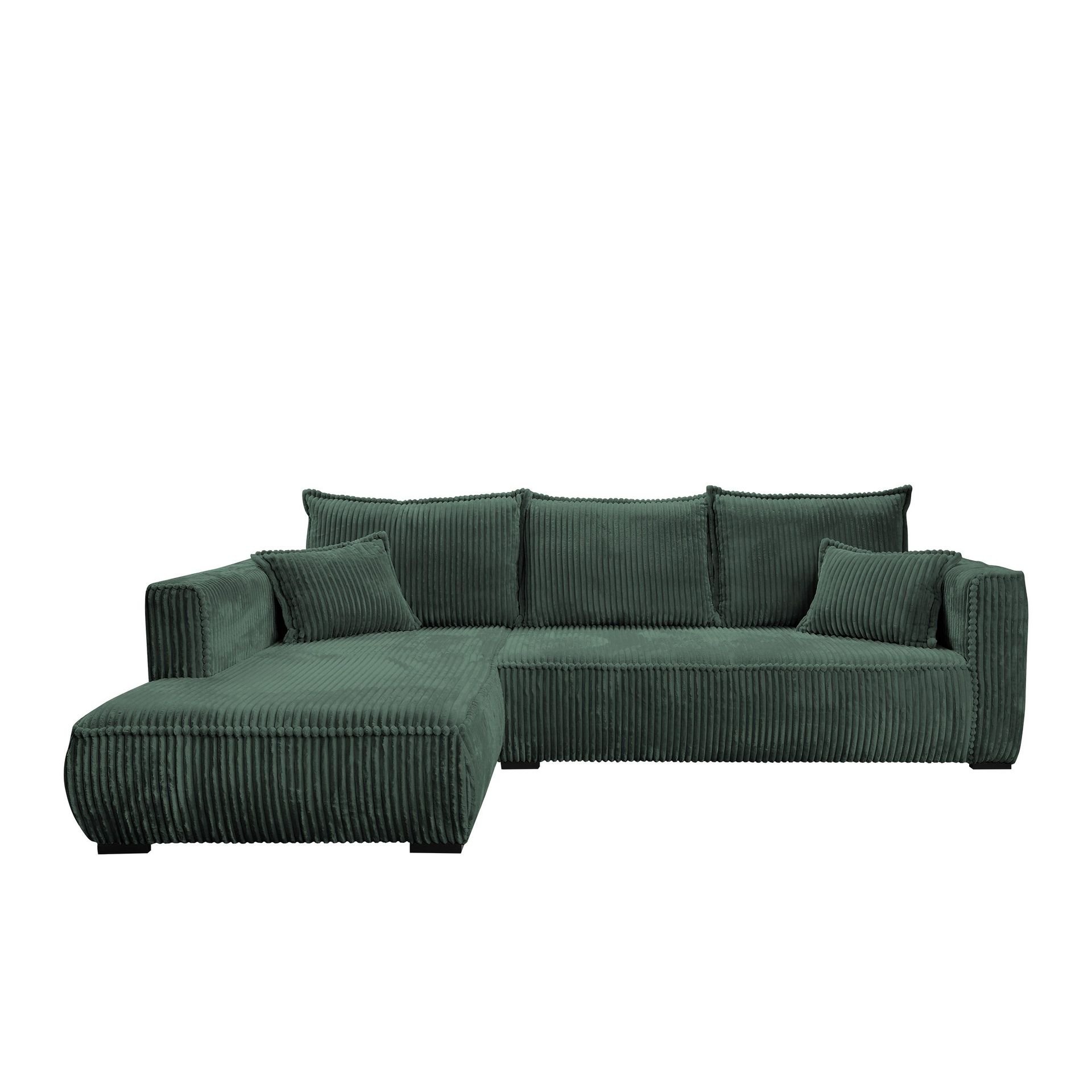 Puente 4-seters sofa med divan - mørkegrønn