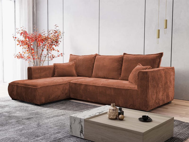 Puente 4-seters sofa med divan - rustbrun - Møbler - Sofaer - Hjørnesofa