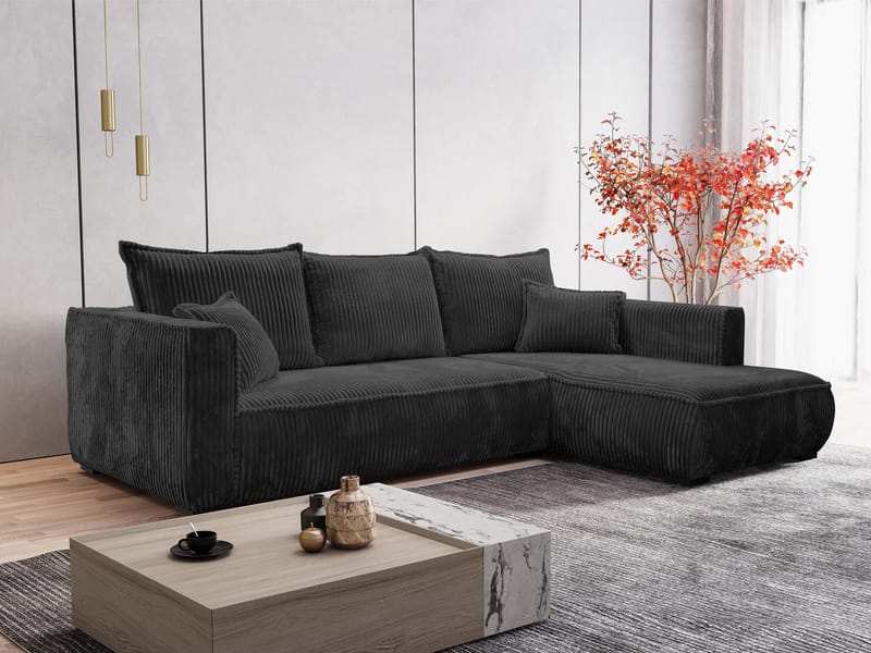 Puente 4-seters sofa med divan - svart - Møbler - Sofaer - Hjørnesofa