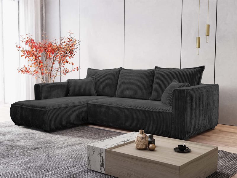 Puente 4-seters sofa med divan - svart - Møbler - Sofaer - Hjørnesofa