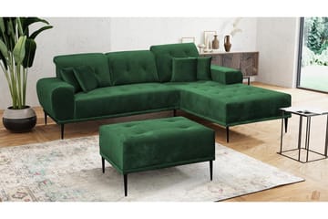 Rapale Sofagruppe Høyre med Fotskammel - Fløyel/Grønn - Møbler - Sofaer - Sofa med sjeselong