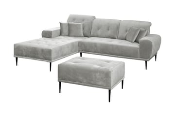 Rapale Sofagruppe Venstre med Fotskammel - Fløyel/S ølv - Møbler - Sofaer - Sofa med sjeselong