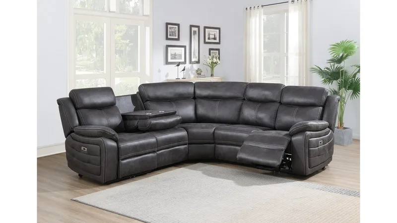 Reclinerhjørnesofa Rindal Manuell, brungrå