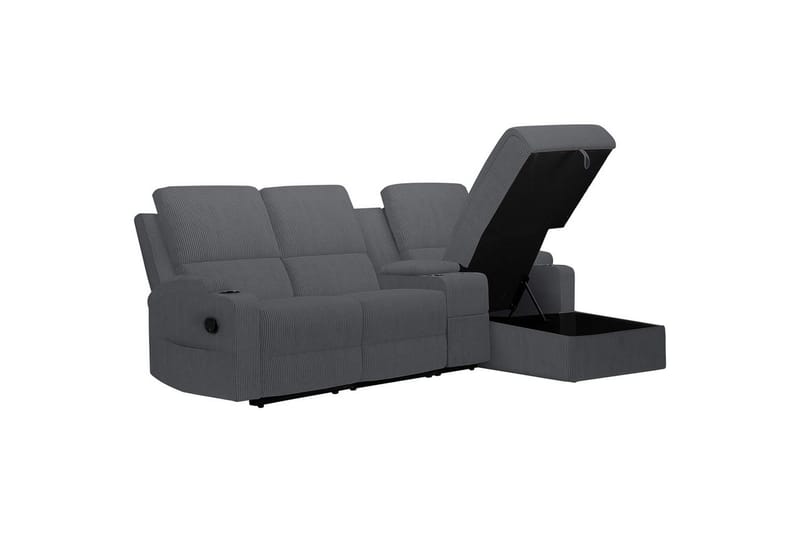 Reclinersofa med hjørne Loft24 Hjørnesofa 3-seter Loft24 Dallas Grå Høyrevendt - Møbler - Sofaer - Reclinersofaer