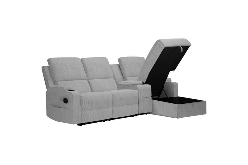 Reclinersofa med hjørne Loft24 Hjørnesofa 3-seter Loft24 Dallas Grå Höger - Møbler - Sofaer - Reclinersofaer