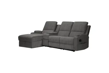 Reclinersofa med hjørne Loft24 Hjørnesofa 3-seter Loft24 Dallas Grå Vänster - Møbler - Sofaer - Reclinersofaer