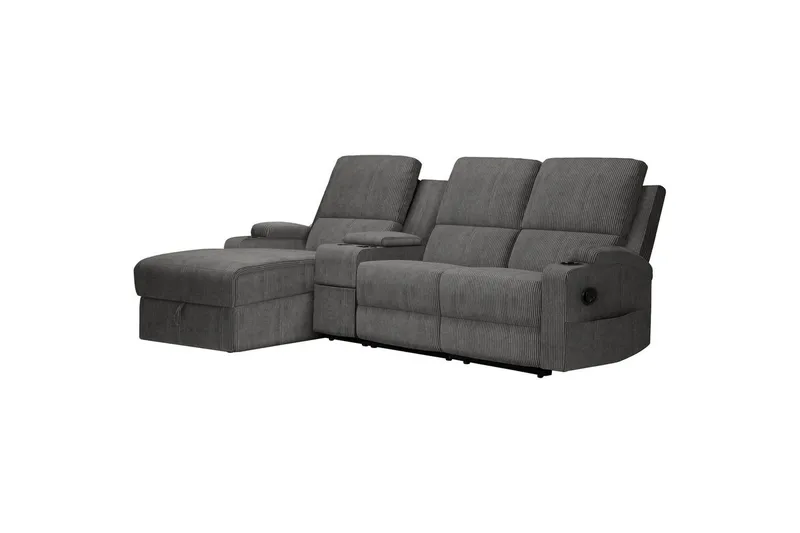 Reclinersofa med hjørne Loft24 Hjørnesofa 3-seter Loft24 Dallas Grå Vänster - Møbler - Sofaer - Reclinersofaer