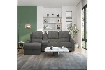 Reclinersofa med hjørne Loft24 Hjørnesofa 3-seter Loft24 Dallas Grå Vänster - Møbler - Sofaer - Reclinersofaer