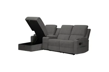 Reclinersofa med hjørne Loft24 Hjørnesofa 3-seter Loft24 Dallas Grå Vänster - Møbler - Sofaer - Reclinersofaer