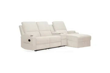 Reclinersofa med hjørne Loft24 Hjørnesofa 3-seter Loft24 Dallas Vit Höger - Møbler - Sofaer - Reclinersofaer