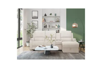 Reclinersofa med hjørne Loft24 Hjørnesofa 3-seter Loft24 Dallas Vit Höger - Møbler - Sofaer - Reclinersofaer
