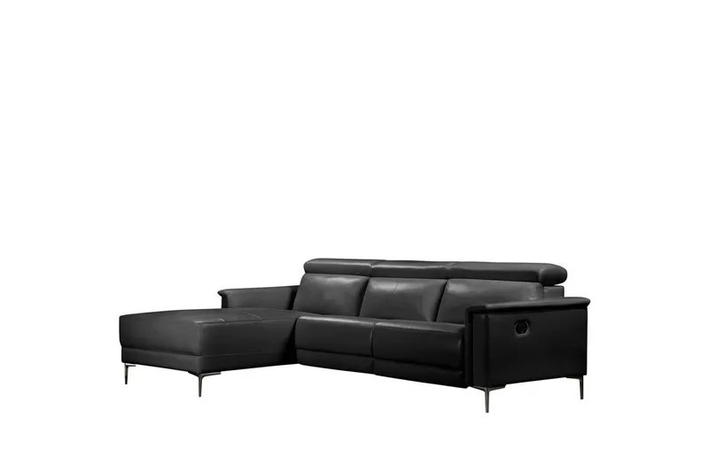 Reclinersofa med hjørne Loft24 Hjørnesofa 3-seter Loft24 Lund Svart Vänster - Møbler - Sofaer - Skinnsofaer