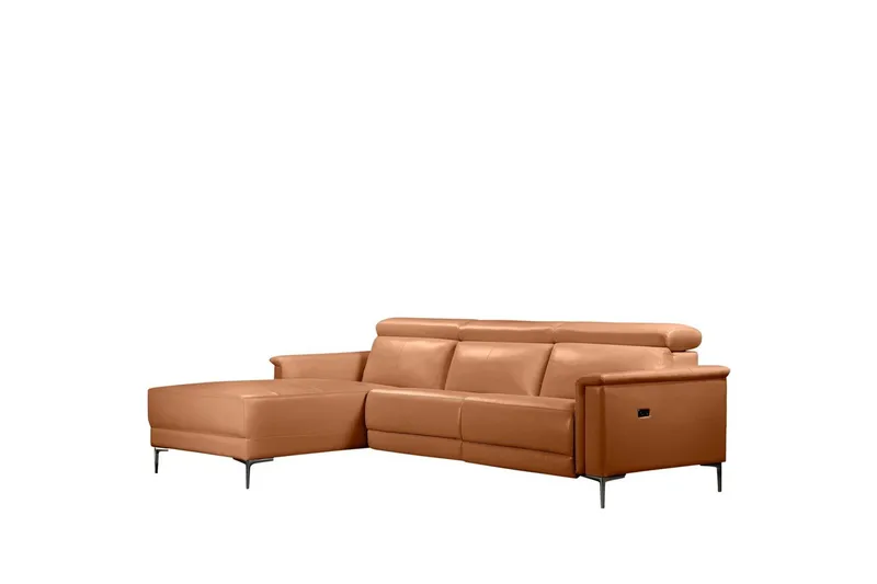 Reclinersofa med hjørne Loft24 Hjørnesofa 3-seters Lund Brun Vänster - Møbler - Sofaer - Skinnsofaer