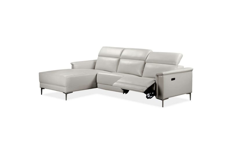 Reclinersofa med hjørne Loft24 Hjørnesofa 3-seters Lund Cream White Vänster - Møbler - Sofaer - Skinnsofaer