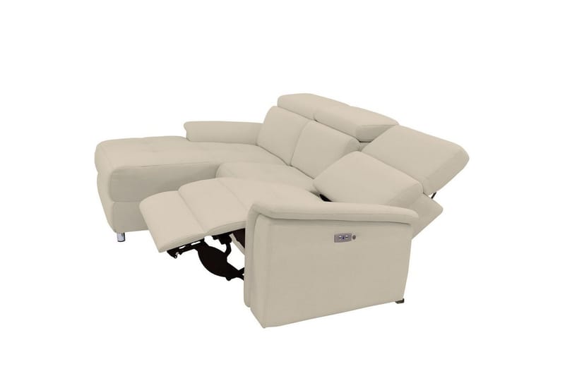 Reclinersofa med hjørne Loft24 Hjørnesofa 3-seters Pareli Vit Vänster - Møbler - Sofaer - Reclinersofaer