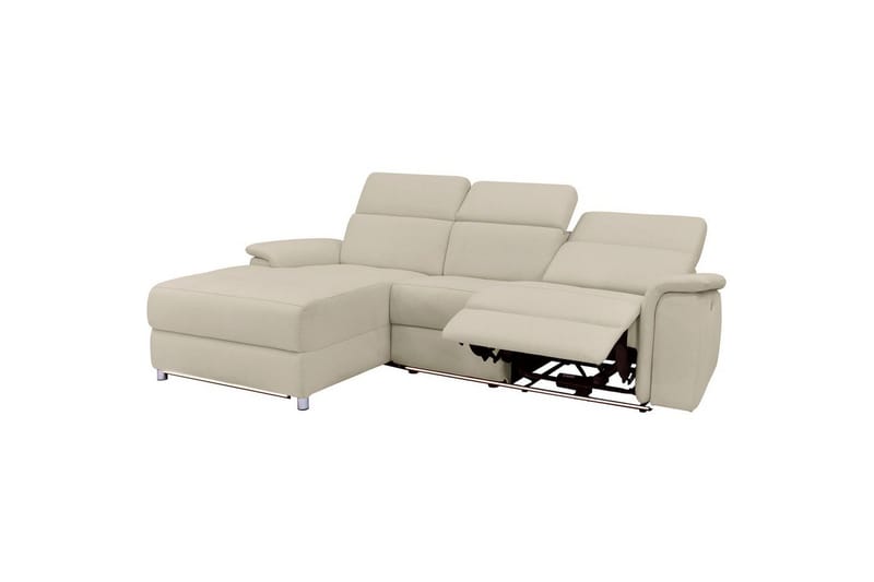 Reclinersofa med hjørne Loft24 Hjørnesofa 3-seters Pareli Vit Vänster - Møbler - Sofaer - Reclinersofaer