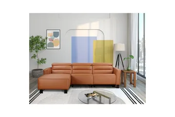 Reclinersofa med hjørne Loft24 Hjørnesofa Loft24 Carpari med elektrisk recliner Brun Venstrevendt Kunstskinn - Møbler - Sofaer - Skinnsofaer