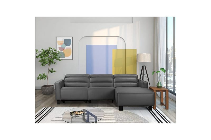 Reclinersofa med hjørne Loft24 Hjørnesofa Loft24 Carpari med elektrisk recliner Grå Høyrevendt Belfast-stoff - Møbler - Sofaer - Reclinersofaer