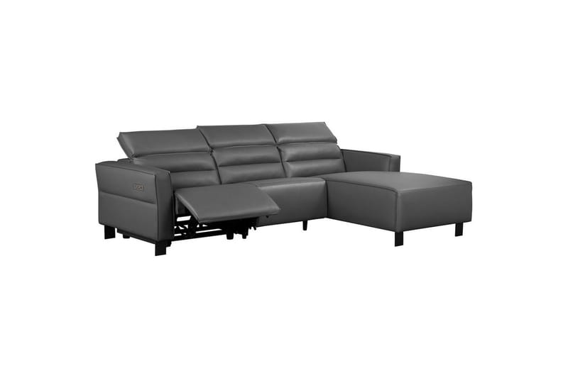 Reclinersofa med hjørne Loft24 Hjørnesofa Loft24 Carpari med elektrisk recliner Grå Høyrevendt Belfast-stoff - Møbler - Sofaer - Reclinersofaer