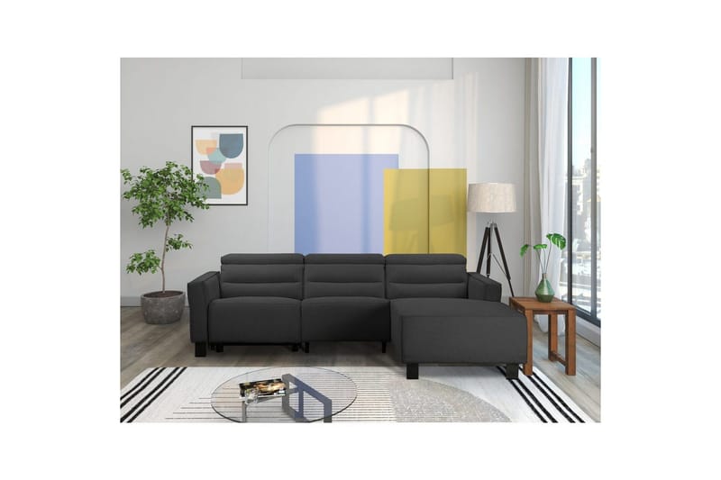 Reclinersofa med hjørne Loft24 Hjørnesofa Loft24 Carpari med elektrisk recliner Grå Höger Belfast tyg - Møbler - Sofaer - Reclinersofaer