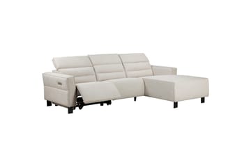Reclinersofa med hjørne Loft24 Hjørnesofa Loft24 Carpari med elektrisk recliner Hvit Høyrevendt Belfast-stoff - Møbler - Sofaer - Reclinersofaer