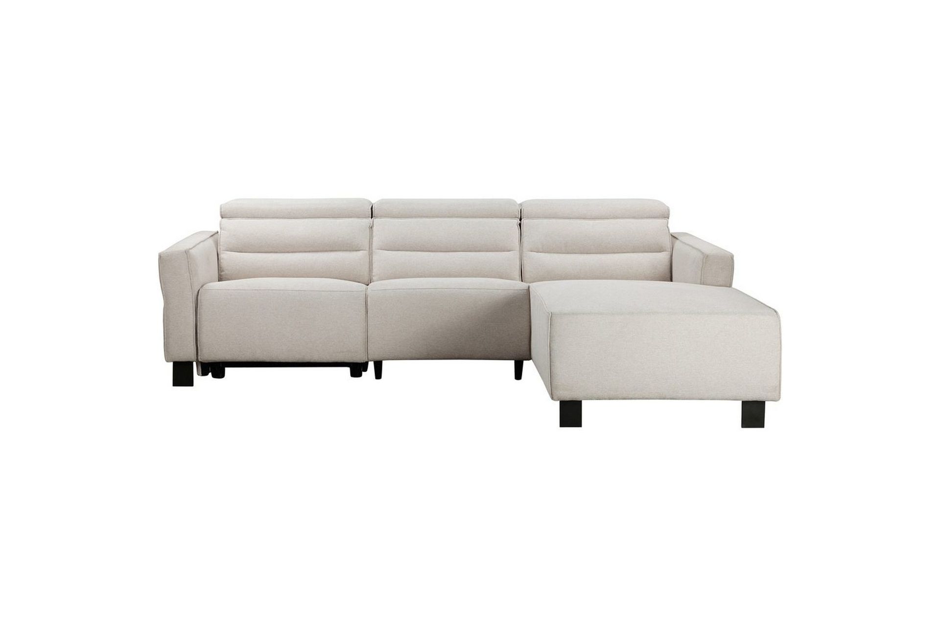 Reclinersofa med hjørne Loft24 Hjørnesofa Loft24 Carpari med elektrisk recliner Hvit Høyrevendt Belfast-stoff -