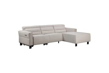 Reclinersofa med hjørne Loft24 Hjørnesofa Loft24 Carpari med elektrisk recliner Hvit Høyrevendt Belfast-stoff - Møbler - Sofaer - Reclinersofaer