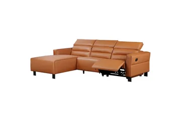 Reclinersofa med hjørne Loft24 Hjørnesofa Loft24 Carpari med manuell recliner Brun Venstrevendt Kunstskinn - Møbler - Sofaer - Skinnsofaer