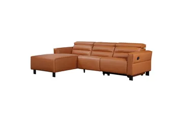 Reclinersofa med hjørne Loft24 Hjørnesofa Loft24 Carpari med manuell recliner Brun Venstrevendt Kunstskinn - Møbler - Sofaer - Skinnsofaer