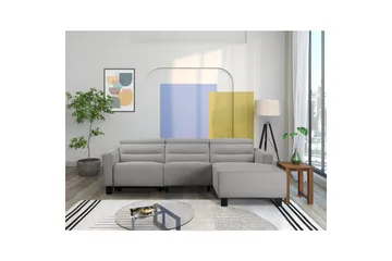 Reclinersofa med hjørne Loft24 Hjørnesofa Loft24 Carpari med manuell recliner Grå1 Høyrevendt Belfast-stoff - Møbler - Sofaer - Skinnsofaer