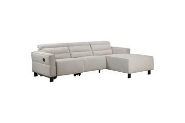Reclinersofa med hjørne Loft24 Hjørnesofa Loft24 Carpari med manuell recliner Hvit Høyrevendt Belfast-stoff - Møbler - Sofaer - Reclinersofaer