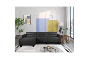 Reclinersofa med hjørne Loft24 Hjørnesofa Loft24 Carpari med manuell recliner Svart Venstrevendt Belfast-stoff - Møbler - Sofaer - Skinnsofaer