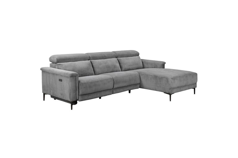 Reclinersofa med hjørne Loft24 Hjørnesofa Loft24 Lund med elektrisk recliner Grå Høyrevendt - Møbler - Sofaer - Reclinersofaer