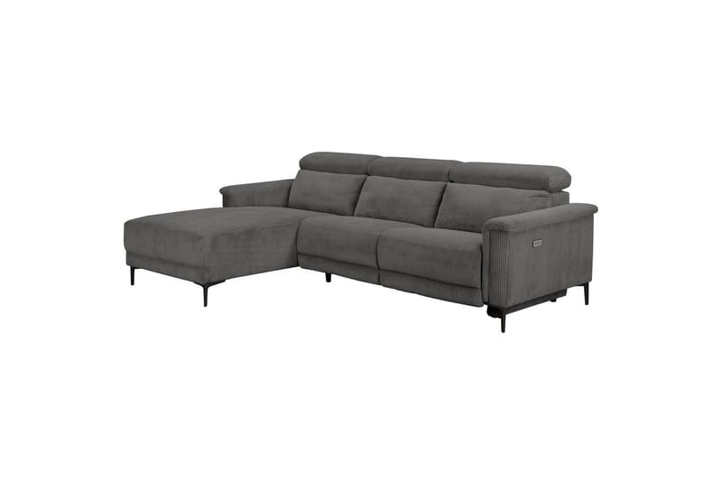 Reclinersofa med hjørne Loft24 Hjørnesofa Loft24 Lund med elektrisk recliner Grå Venstrevendt - Møbler - Sofaer - Reclinersofaer