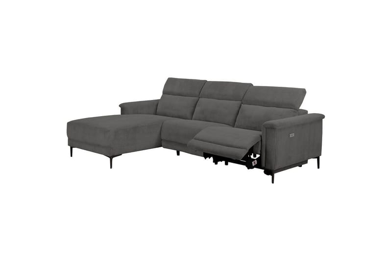 Reclinersofa med hjørne Loft24 Hjørnesofa Loft24 Lund med elektrisk recliner Grå Venstrevendt - Møbler - Sofaer - Reclinersofaer