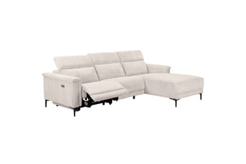 Reclinersofa med hjørne Loft24 Hjørnesofa Loft24 Lund med elektrisk recliner Hvit Høyrevendt - Møbler - Sofaer - Reclinersofaer