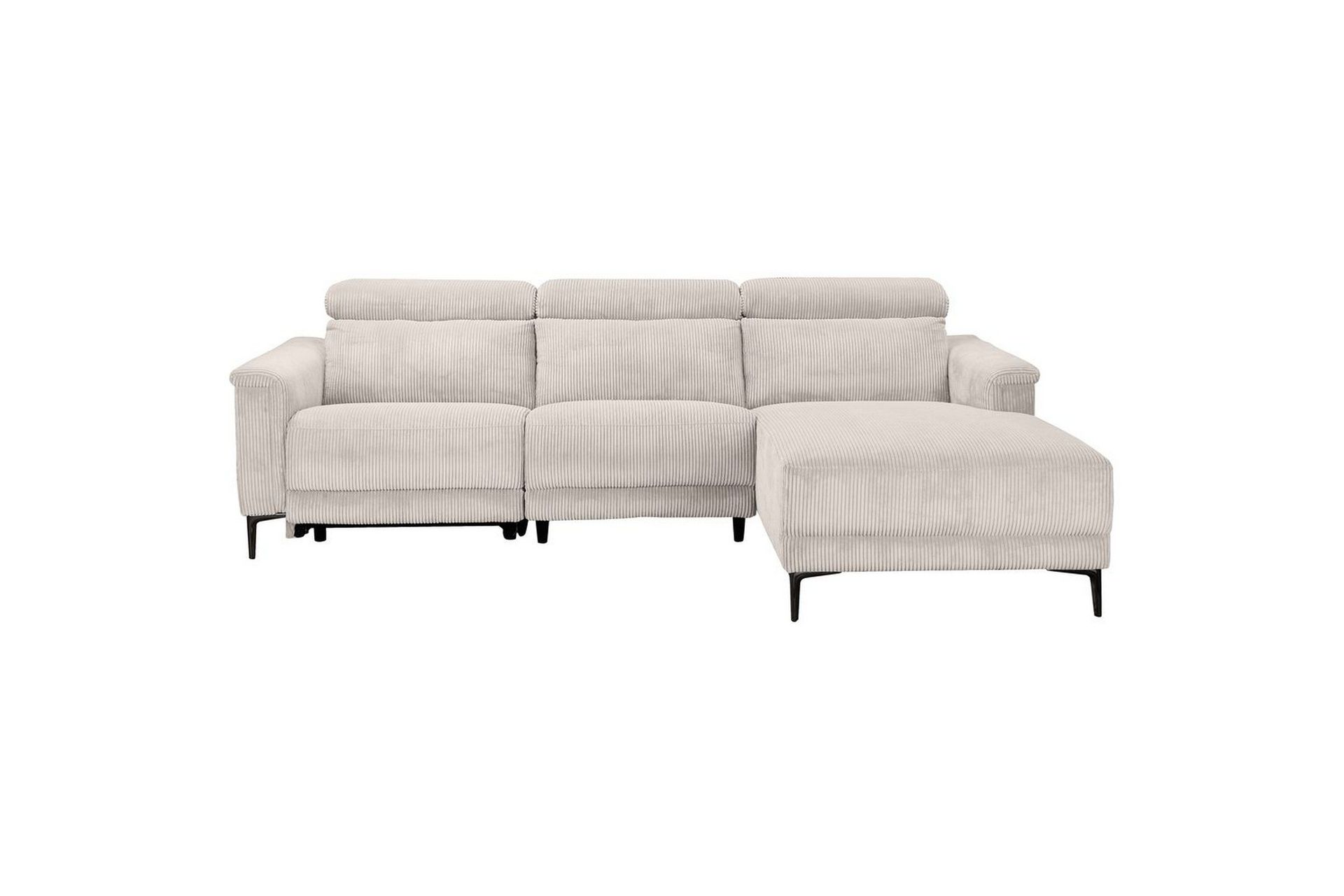 Reclinersofa med hjørne Loft24 Hjørnesofa Loft24 Lund med elektrisk recliner Hvit Høyrevendt -
