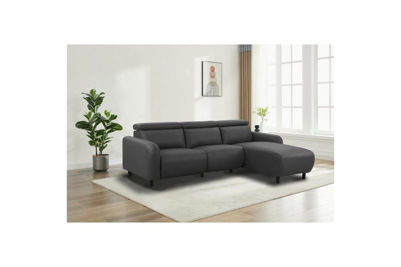 Reclinersofa med hjørne Loft24 Hjørnesofa Loft24 Skaane med elektrisk recliner Grå Höger Konstläder - Møbler - Sofaer - Skinnsofaer