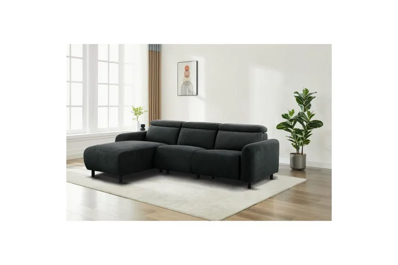 Reclinersofa med hjørne Loft24 Hjørnesofa Loft24 Skaane med elektrisk recliner Grå Venstrevendt Manchester - Møbler - Sofaer - Reclinersofaer