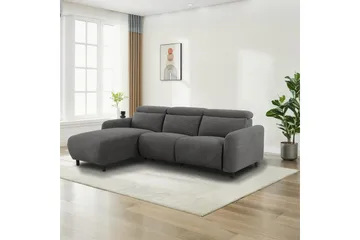 Reclinersofa med hjørne Loft24 Hjørnesofa Loft24 Skaane med elektrisk recliner Grå1 Høyrevendt Manchester - Møbler - Sofaer - Skinnsofaer
