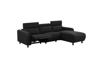 Reclinersofa med hjørne Loft24 Hjørnesofa Loft24 Skaane med elektrisk recliner Svart Høyrevendt Kunstskinn - Møbler - Sofaer - Skinnsofaer